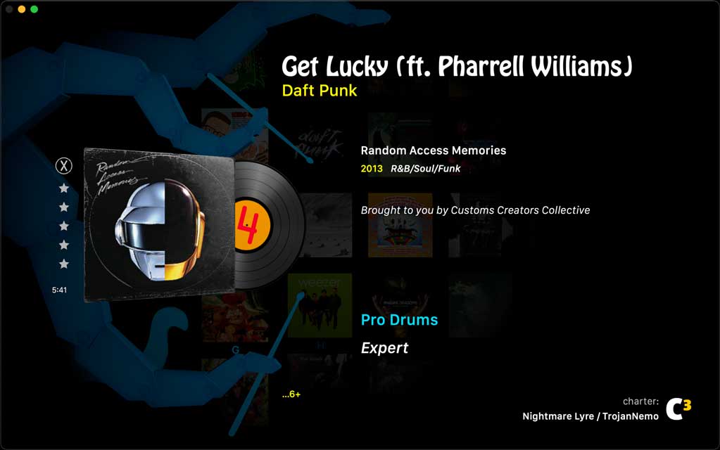 screenshot of song detail menu - Get Lucky by Daft Punk