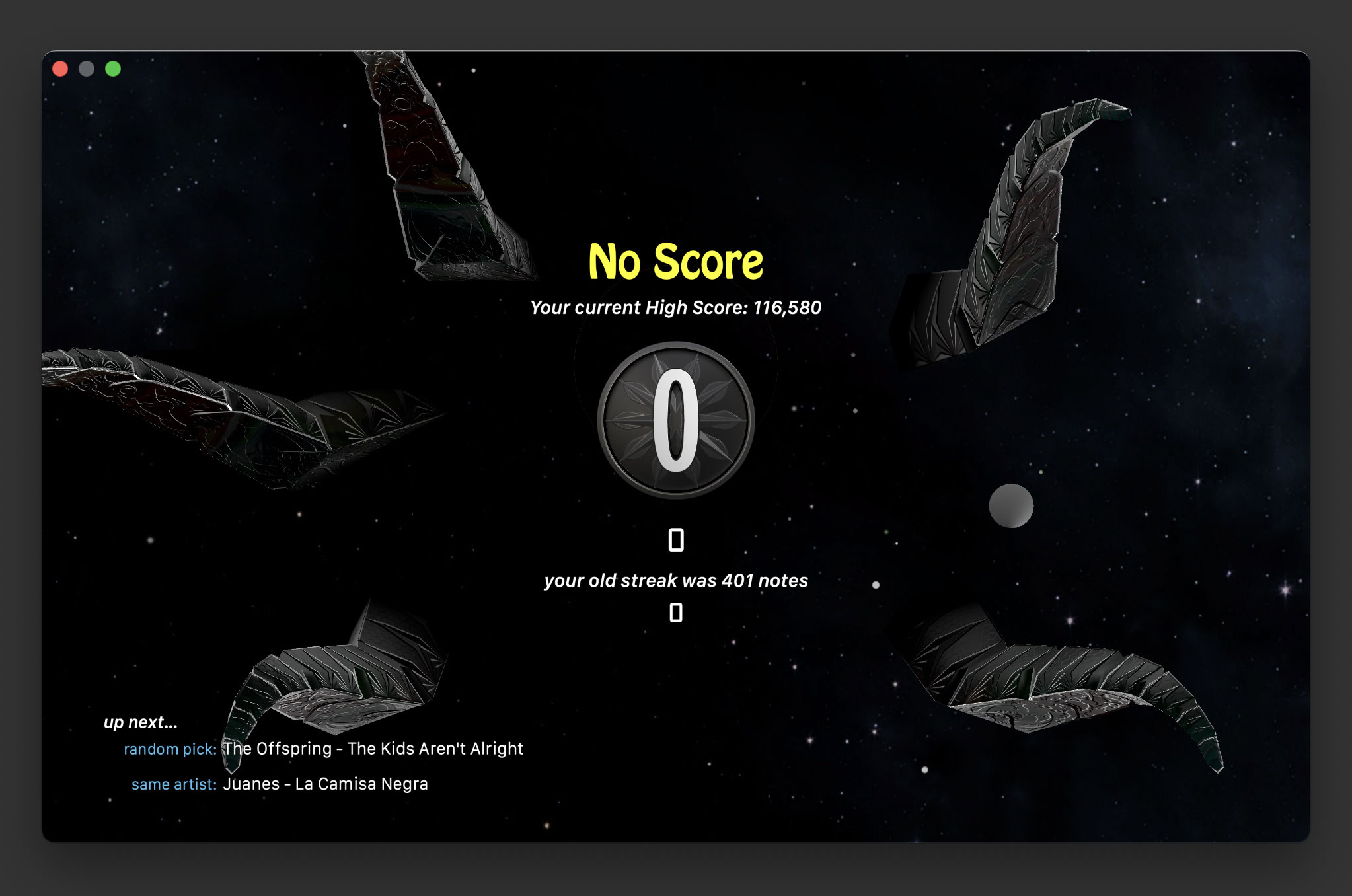 noice score display screen - featuring new star system and random song layout